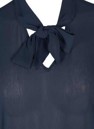 Langærmet tunika med bindedetalje, Navy Blazer, Packshot image number 2