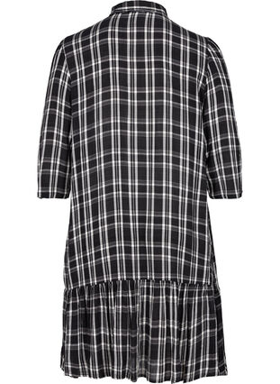 Ternet viskose kjole med knapper, Black/White CH, Packshot image number 1