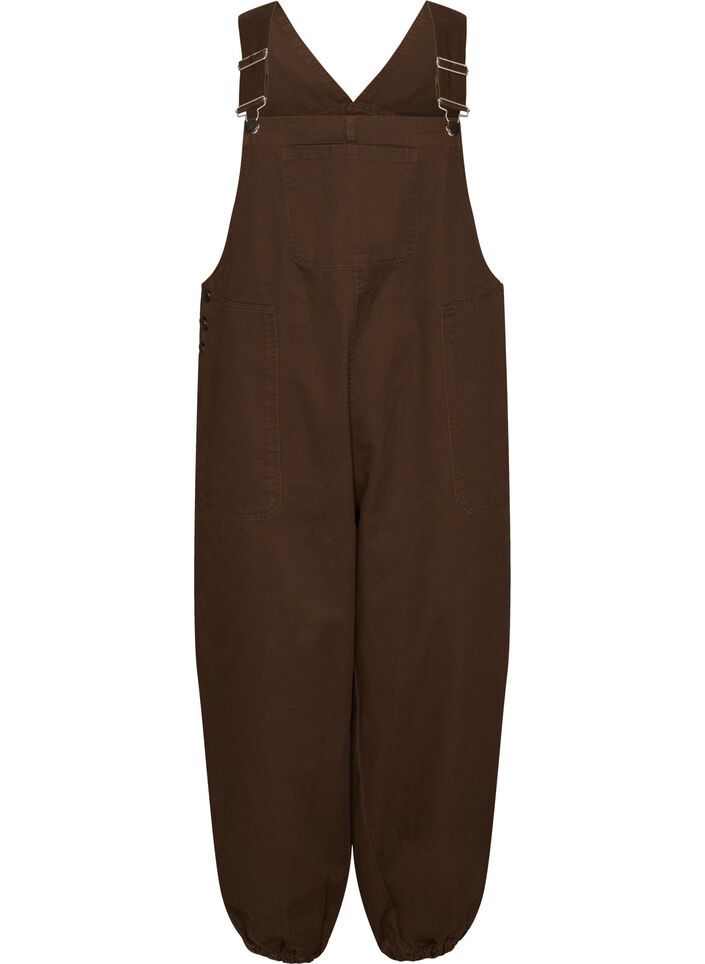 Overalls med balloneffekt og justerbare seler, Brun, Packshot image number 0