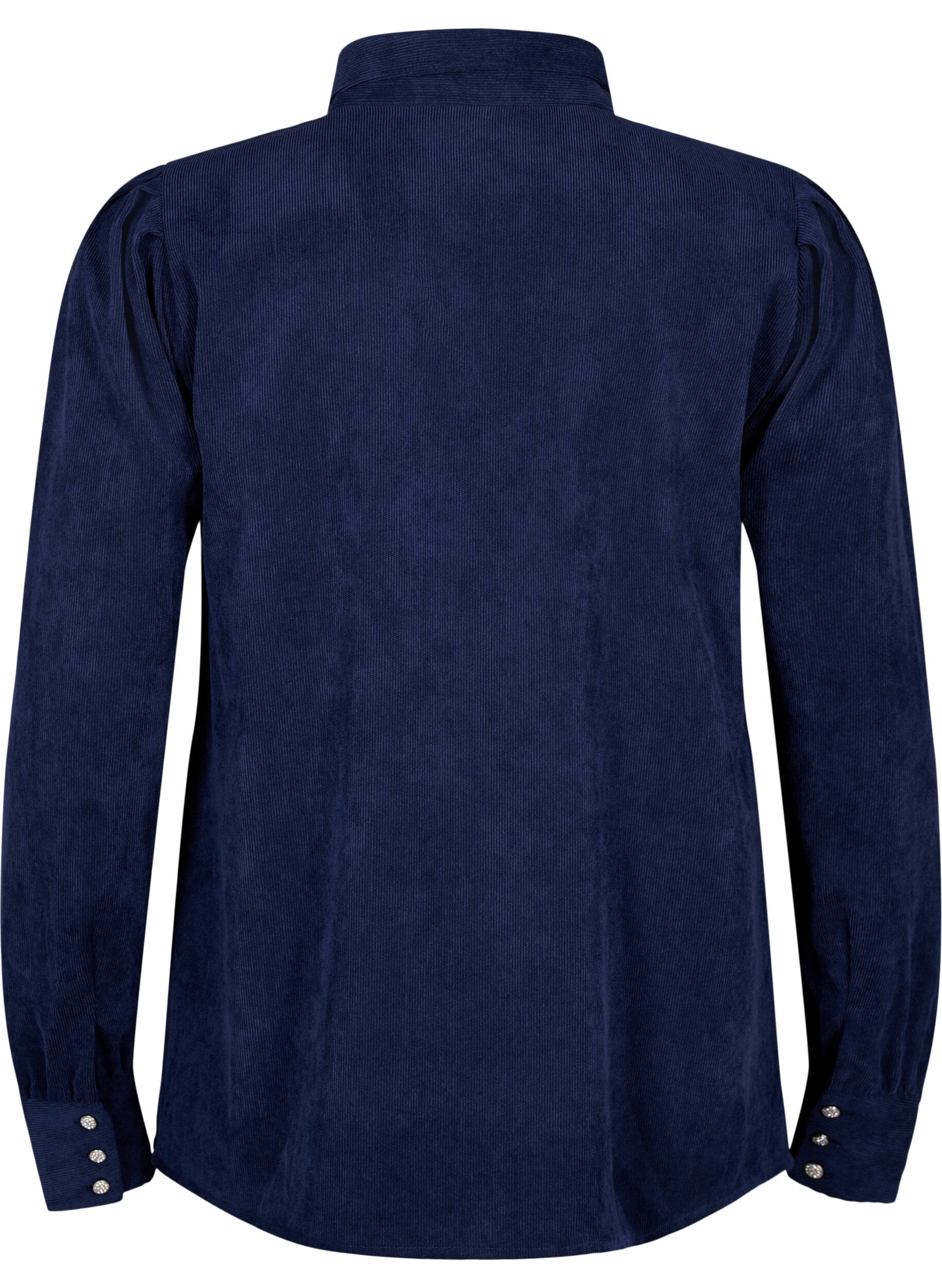 Zizzi Fl&oslash;jlsskjorte med rhinesten knapper, Medieval Blue, Packshot image number 1