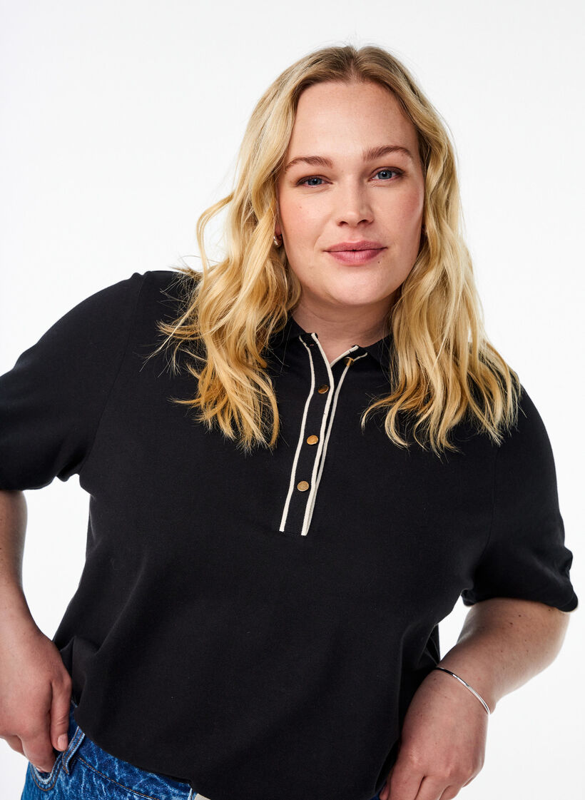 Kortærmet poloshirt, Sort, Model image number 3