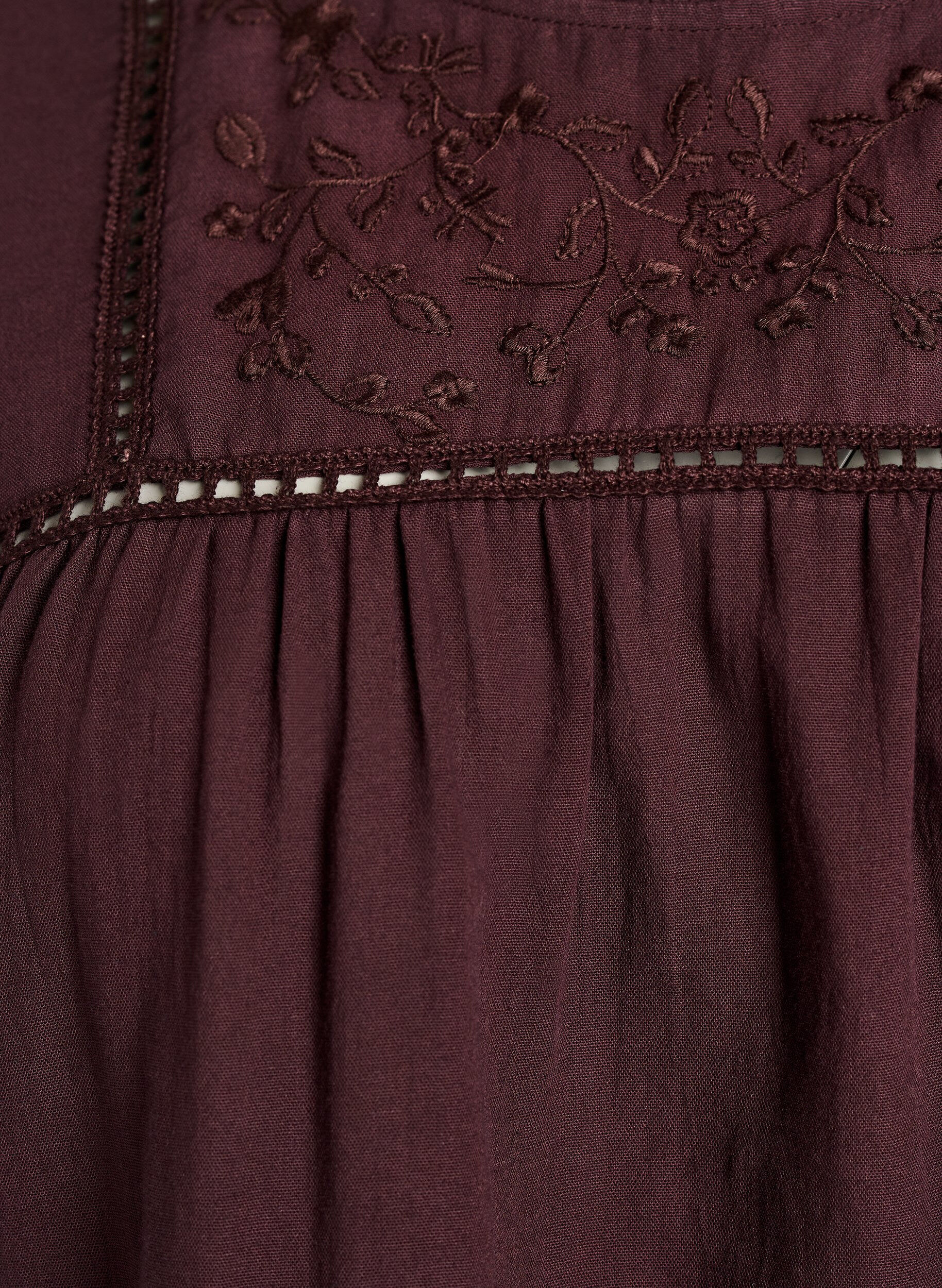 ZizziBluse med broderi og hulm&oslash;nsterb&aring;nd, M&oslash;rk Bordeaux, Packshot image number 2