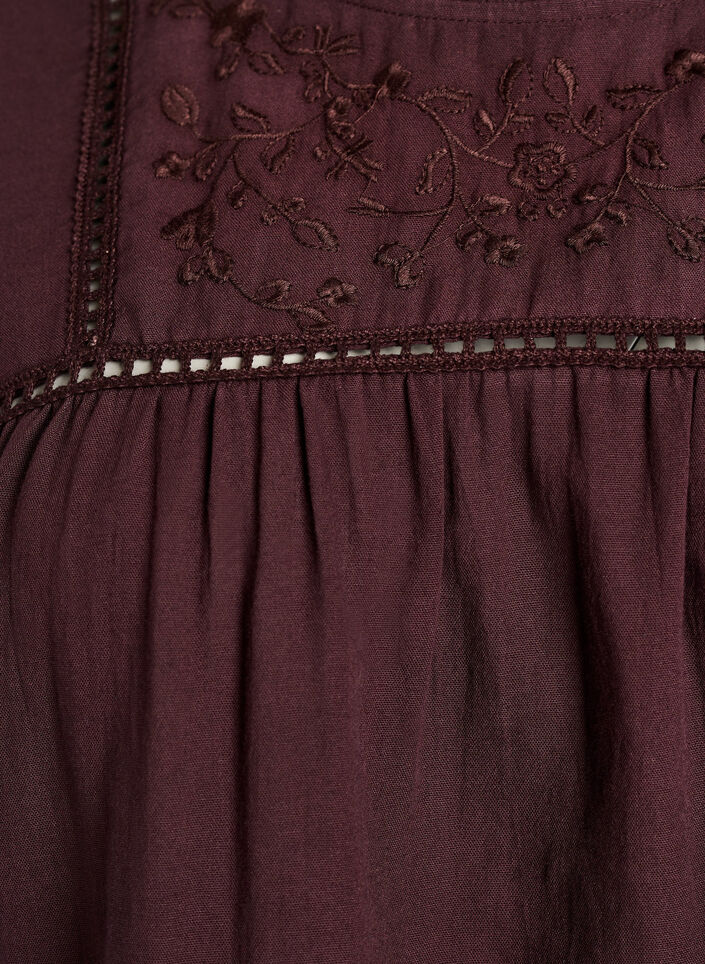 Bluse med broderi og hulm&oslash;nsterb&aring;nd, M&oslash;rk Bordeaux, Packshot image number 2