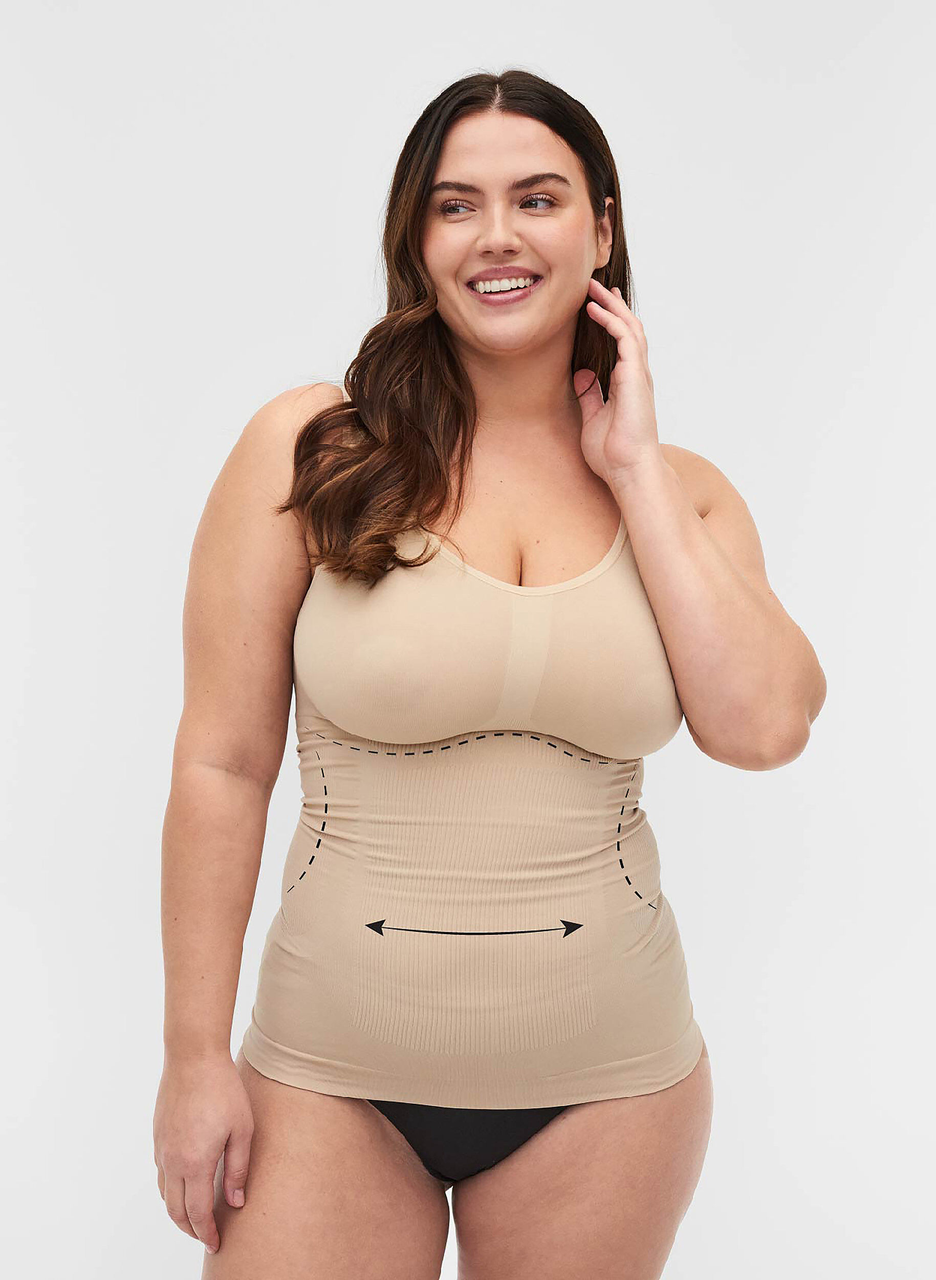 Shapewear top med brede stropper, Beige, Model