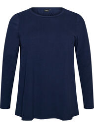 Basis jerseybluse med lange &aelig;rmer, Bl&aring;
