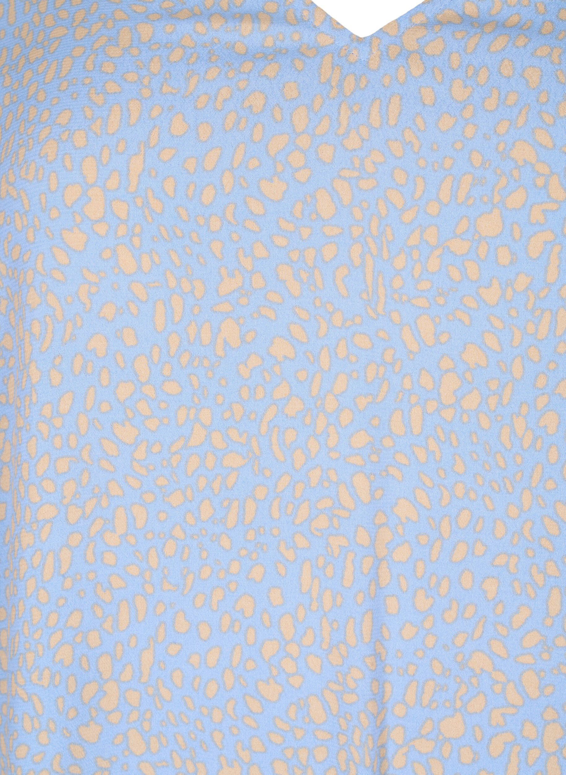 Zizzi V-hals bluse i viskose med print, Bl&aring;, Packshot image number 2