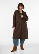 Frakke i uldblanding med revers og knapper, Brun, Model image number 1