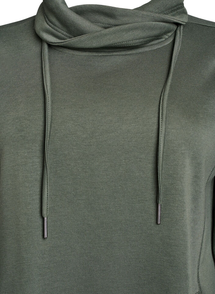 FLASH - Kort sweatkjole med høj krave og lommer, Grøn, Packshot image number 2