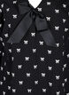 Bluse med sløjfer og 3/4 ærmer, Black White Bow, Packshot image number 2