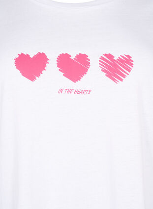 T-shirt i bomuld med print og rund hals , B. White W. Hearts, Packshot image number 2