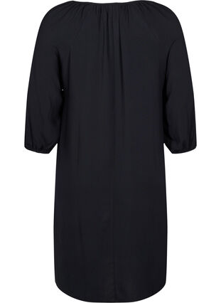Viskose kjole med v-udskæring, Black, Packshot image number 1