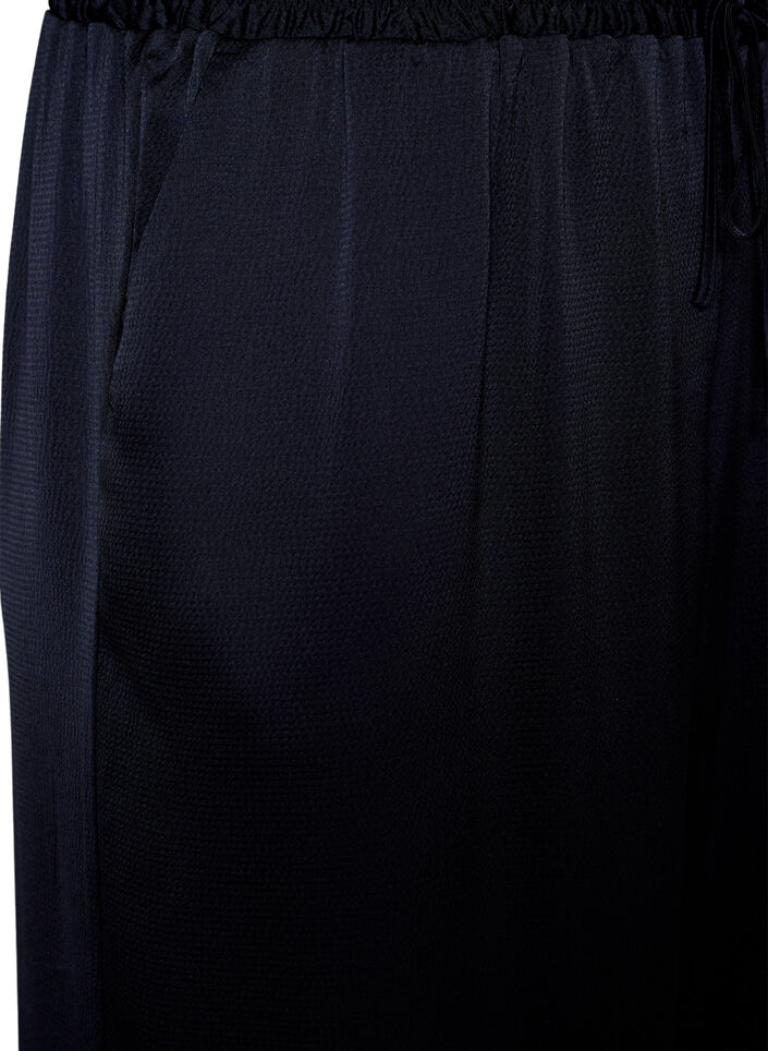 Bukser i satin-look med vide, lige ben, Bl&aring;, Packshot image number 2