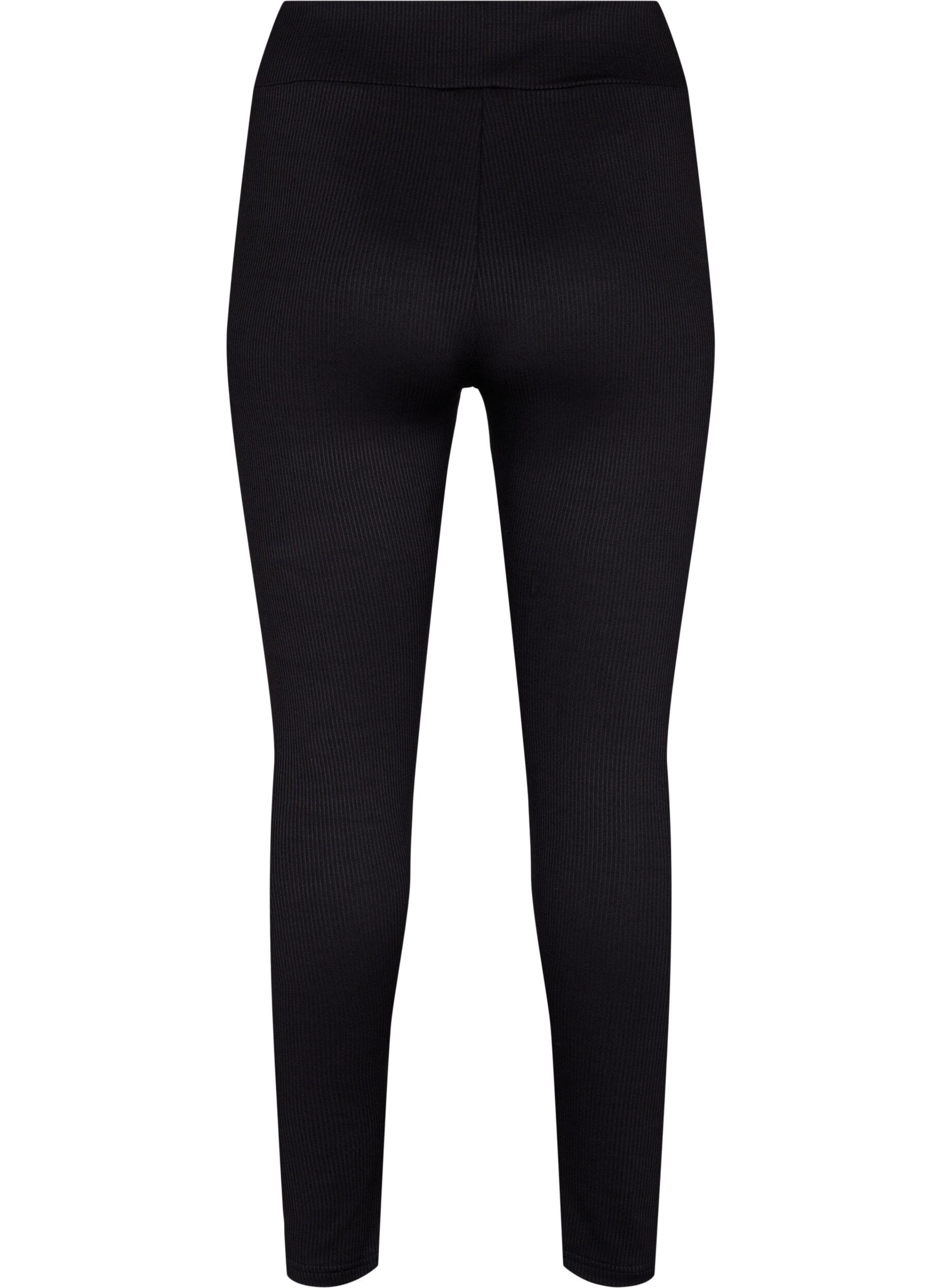 Zizzi Leggings med stretch og ribstruktur, Black, Packshot image number 1