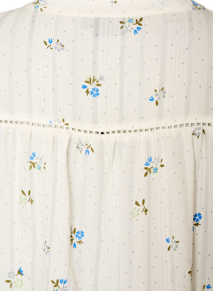 Kort viskosekjole med blondeb&aring;nd og a-snit, Vanilla, Packshot image number 3