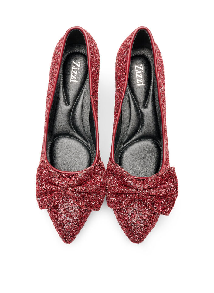 Glitter pump med sl&oslash;jfe, R&oslash;d, Packshot image number 2