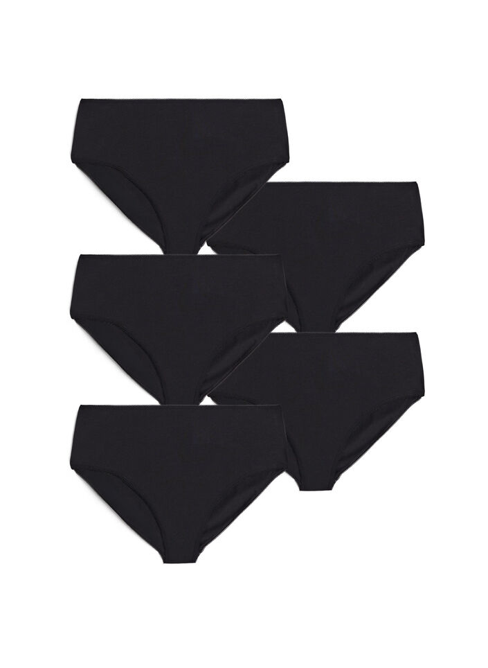 5-pak bomulds trusse med regulær talje, Sort, Packshot image number 0