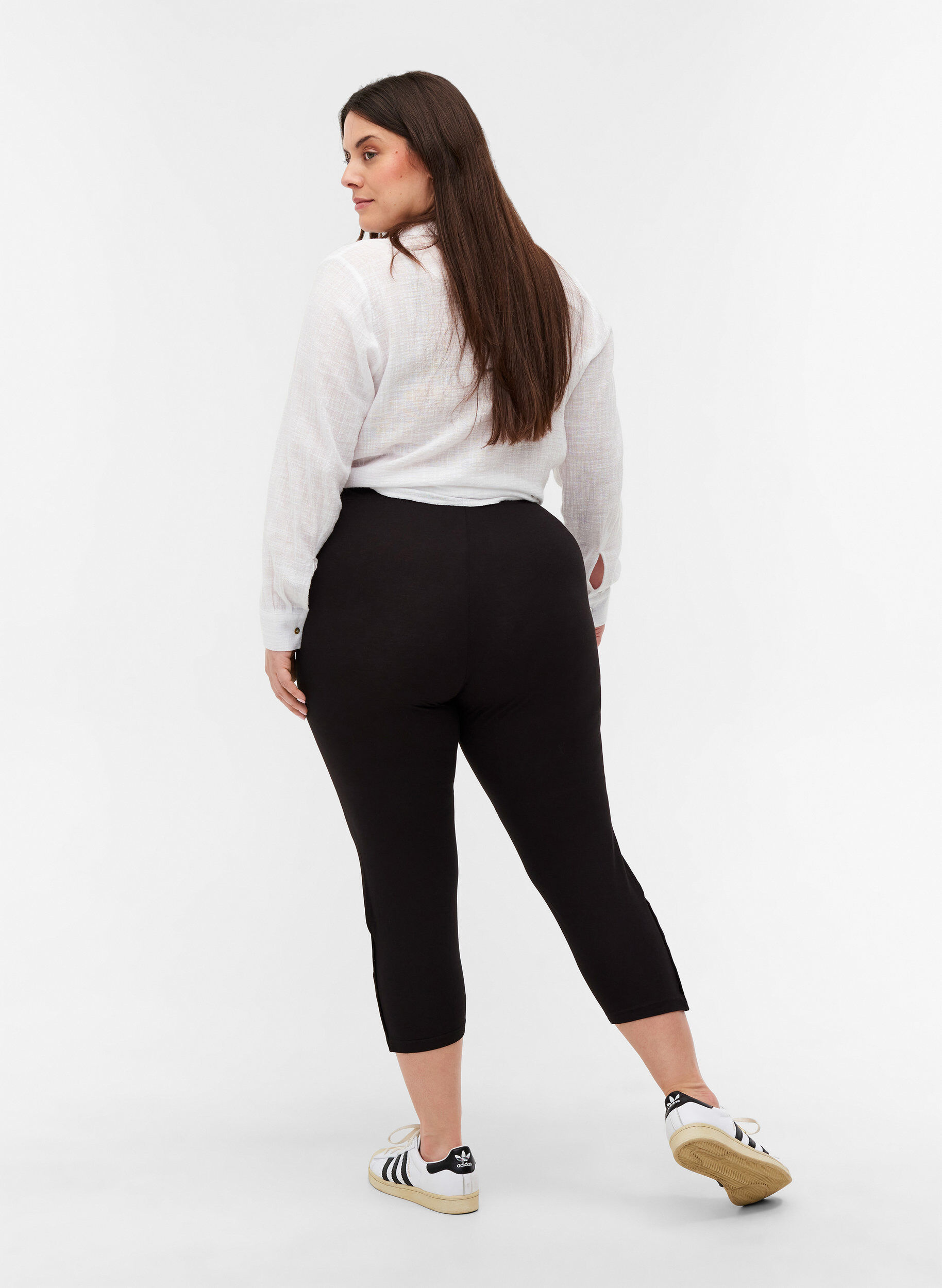 Zizzi 3/4 leggings med knapper, Black, Model image number 1