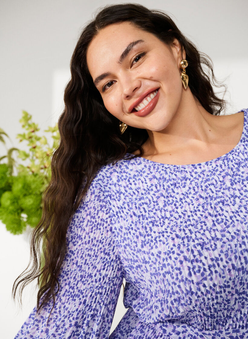 Blomstret plissékjole med bindebånd, Small Flower AOP, Image image number 0