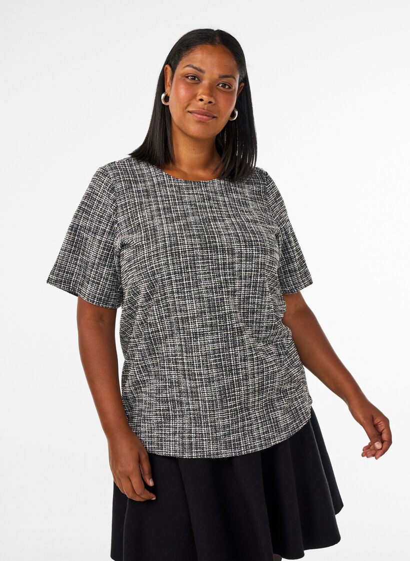 V&aelig;vet bluse med knapdetalje, Vanilla, Model image number 0