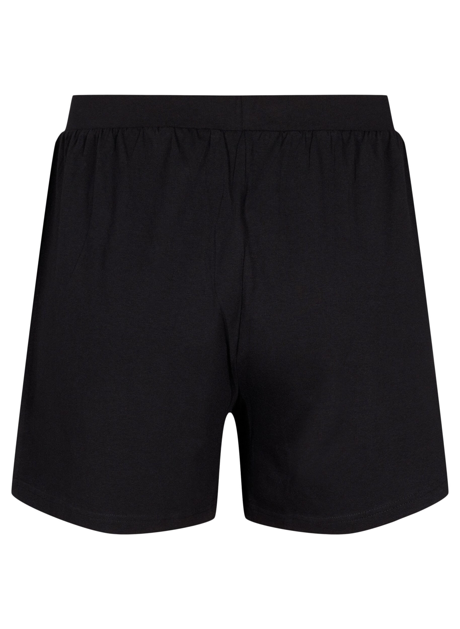 Zizzi L&oslash;se natshorts i bomuldsmix, Sort, Packshot image number 1
