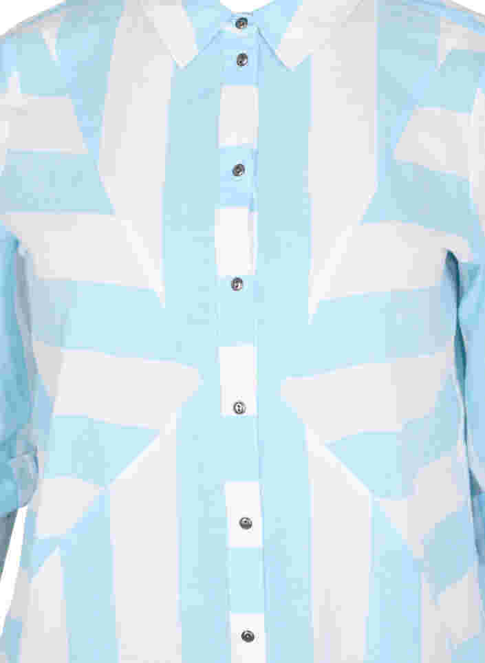 Stribet bomuldsskjorte med 3/4 ærmer, Blue Bell Stripe, Packshot image number 2