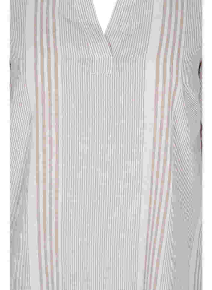 Kjole med v-udskæring og krave, White Taupe Stripe, Packshot image number 2