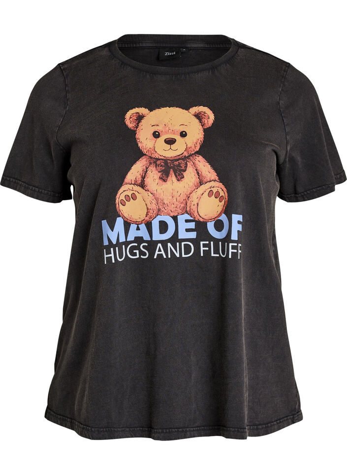 T-shirt i &oslash;kologisk bomuld med grafisk udtryk, Sort, Packshot image number 0