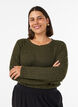 Jerseybluse med ribstruktur og lange &aelig;rmer, Gr&oslash;n, Model image number 0