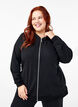 Sweatcardigan med h&aelig;tte og lommer, Sort, Model image number 0