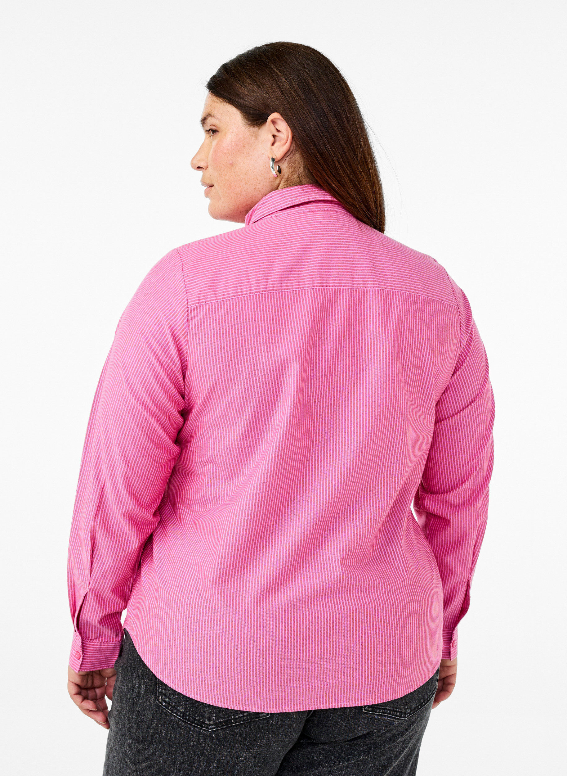 Zizzi Lang&aelig;rmet skjorte i bomuld, R&oslash;d, Model image number 2