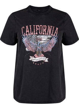 T-shirt i økologisk bomuld med ørne motiv, Grey California, Packshot image number 0