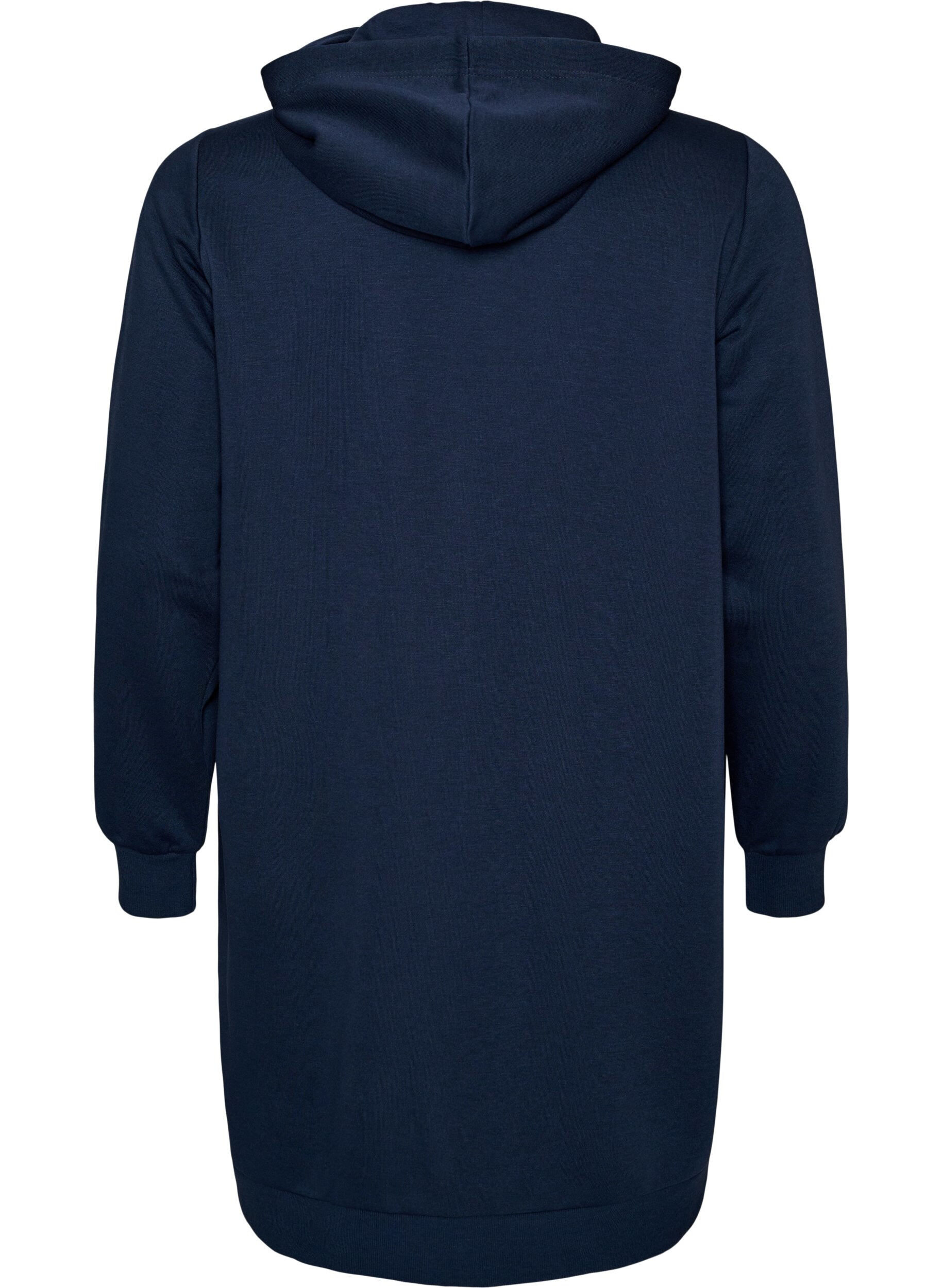 ZizziLang h&aelig;ttetr&oslash;je med lynl&aring;s og lommer, Bl&aring;, Packshot image number 1