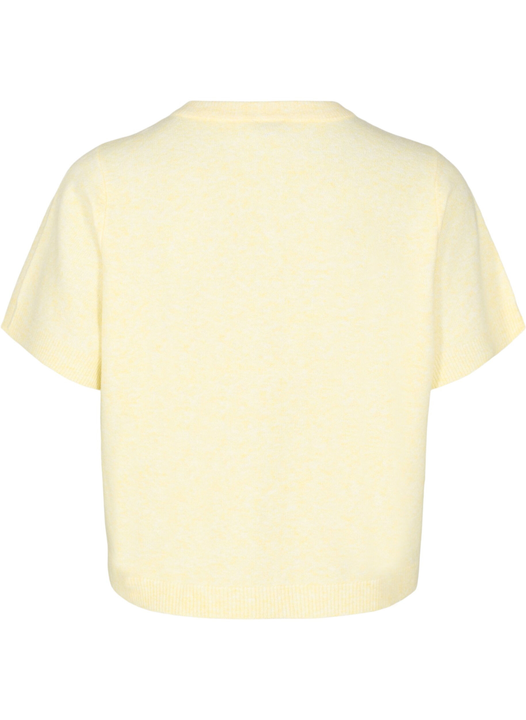 Zizzi Strik cardigan med korte &aelig;rmer, Gul, Packshot image number 1