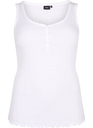 Rib tanktop med knapper, Bright White