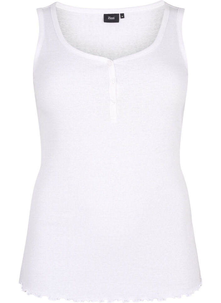 Rib tanktop med knapper, Bright White, Packshot image number 0