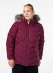 Kort pufferjakke med h&aelig;tte, M&oslash;rk Bordeaux, Model image number 0