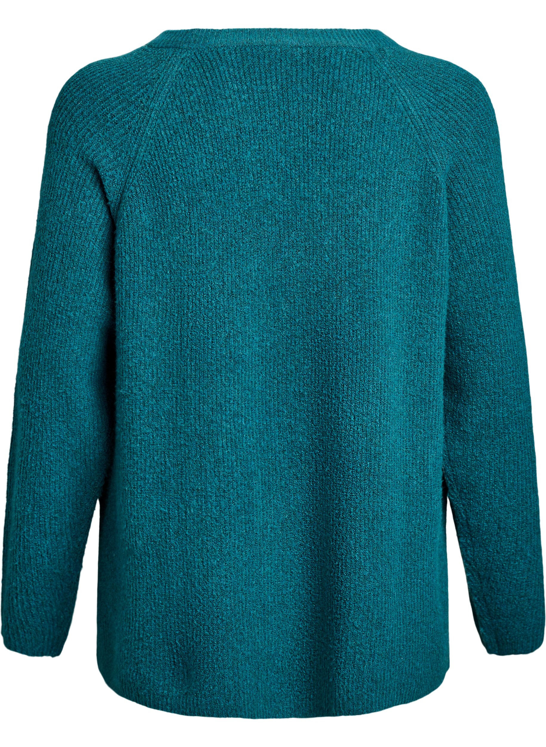 ZizziStrikbluse med diagonalt m&oslash;nster og raglan&aelig;rmer, Gr&oslash;n, Packshot image number 1