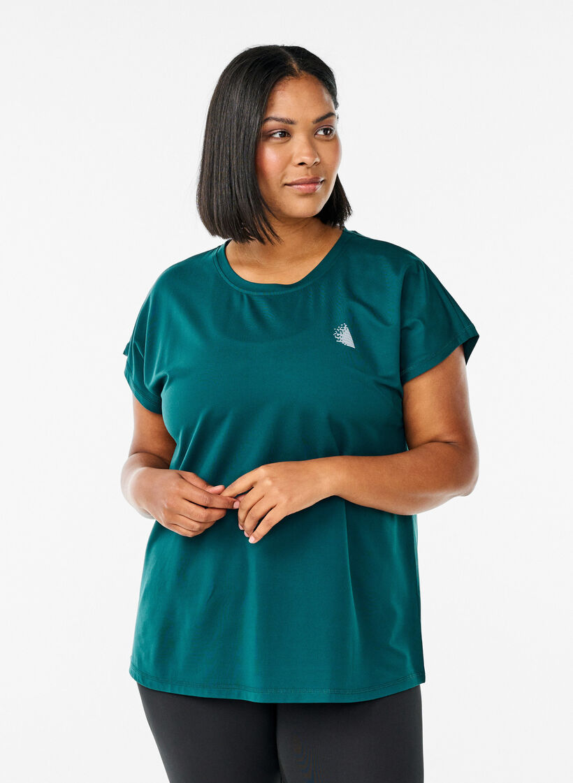 Ensfarvet trænings t-shirt, Grøn, Model image number 0