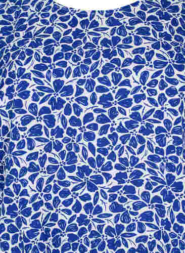 Bluse med pufærmer, White/Blue Ditsy, Packshot image number 2