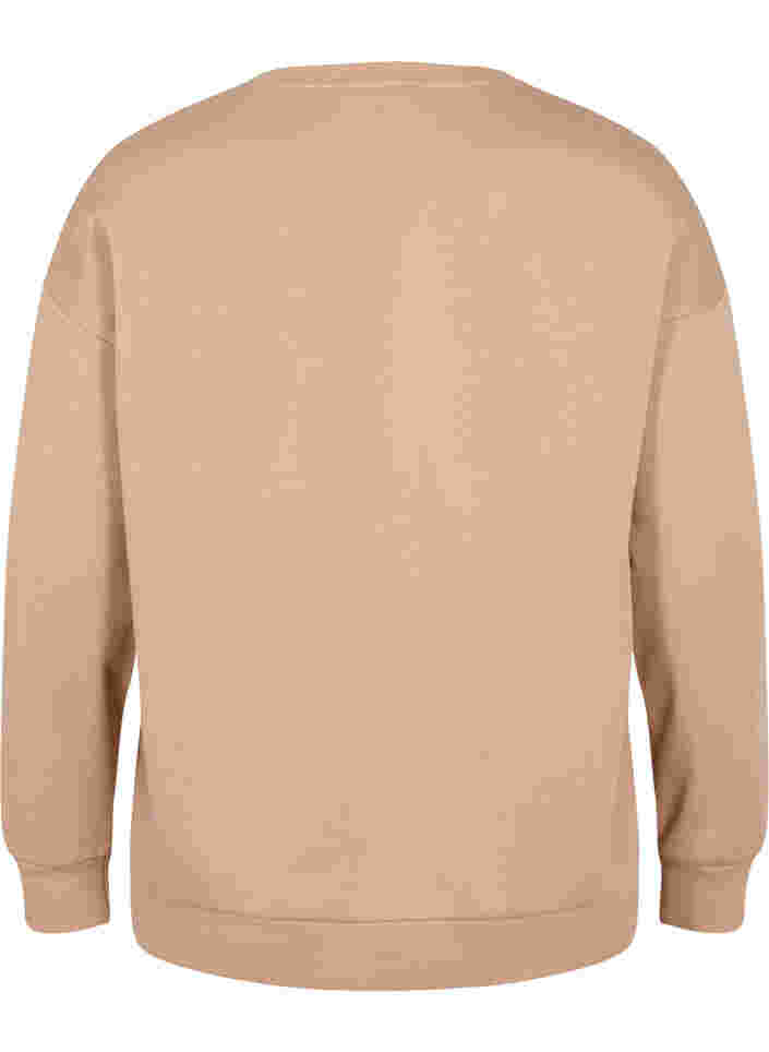 Sweatshirt med sporty tryk, Tannin, Packshot image number 1