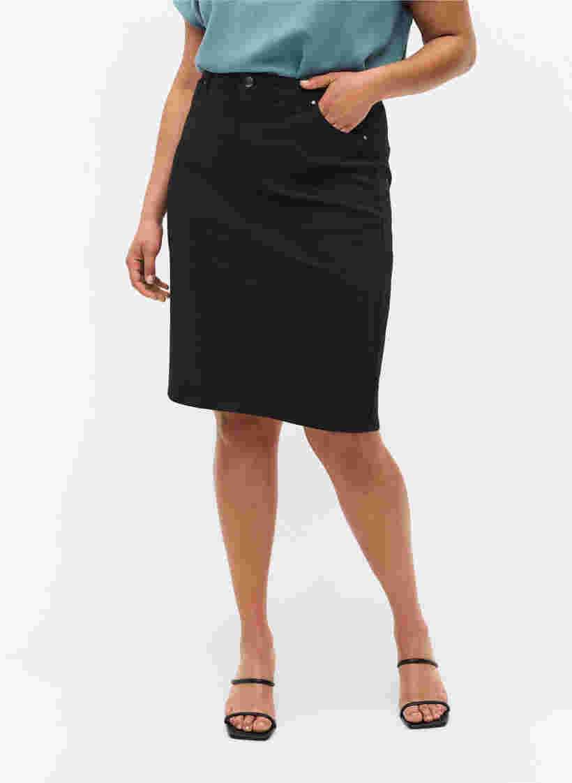 Tætsiddende nederdel med lommer, Black, Model image number 2