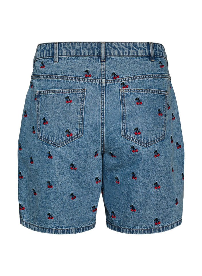 Denim shorts med broderede motiver, Bl&aring;, Packshot image number 1