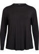 Ensfarvet bluse med lange &aelig;rmer, Sort, Packshot image number 0