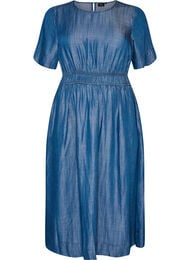 Midikjole i denimlook med elastisk talje, Bl&aring;