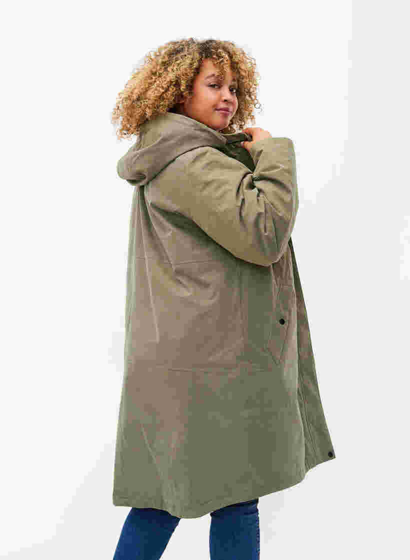 Vandtæt jakke med aftagelig hætte, Dusty Olive, Model image number 1