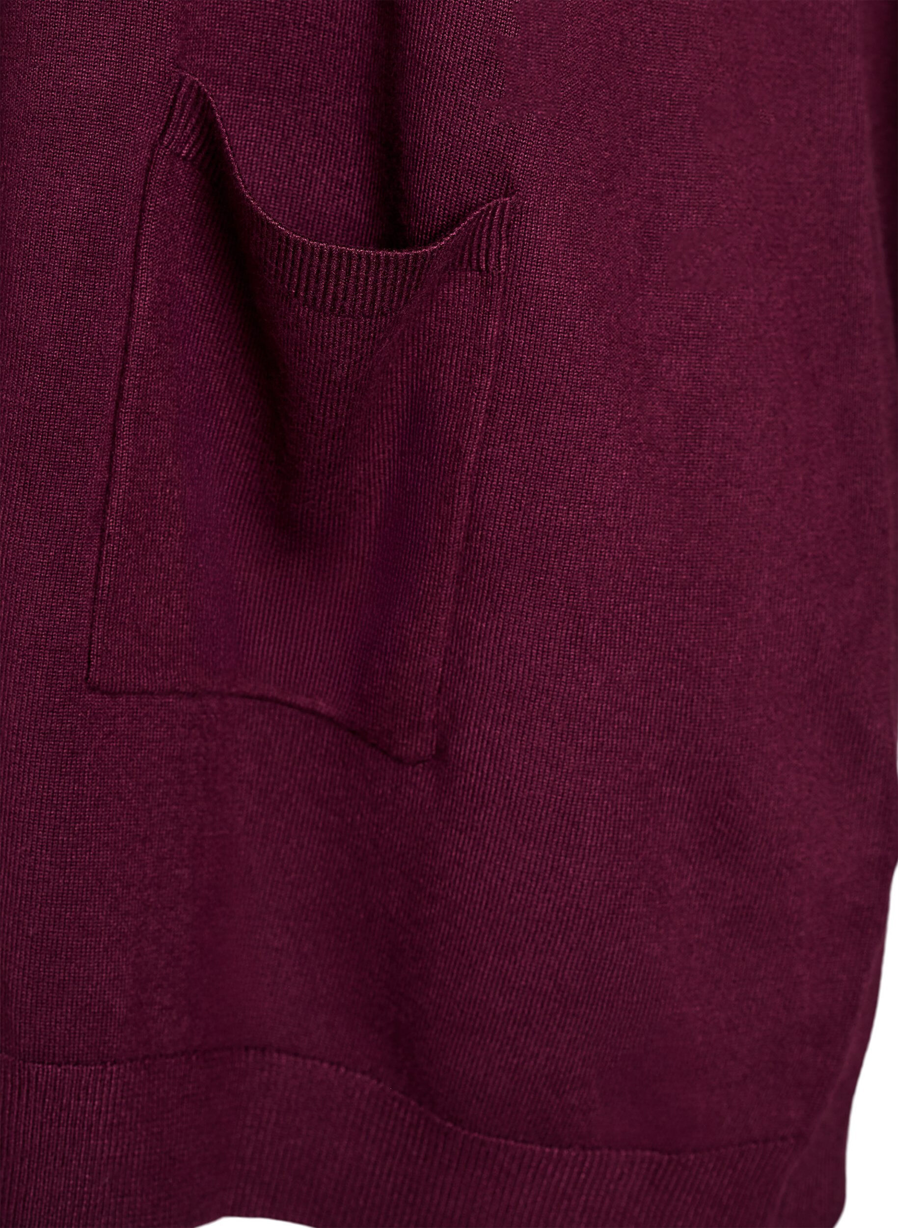 ZizziLang strikcardigan i viskosemix, R&oslash;d, Packshot image number 2