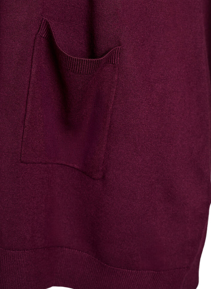 Lang strikcardigan i viskosemix, R&oslash;d, Packshot image number 2