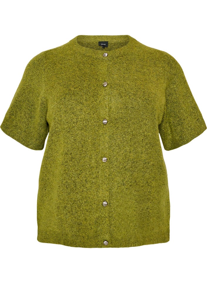 Strik cardigan med korte &aelig;rmer, Gr&oslash;n, Packshot