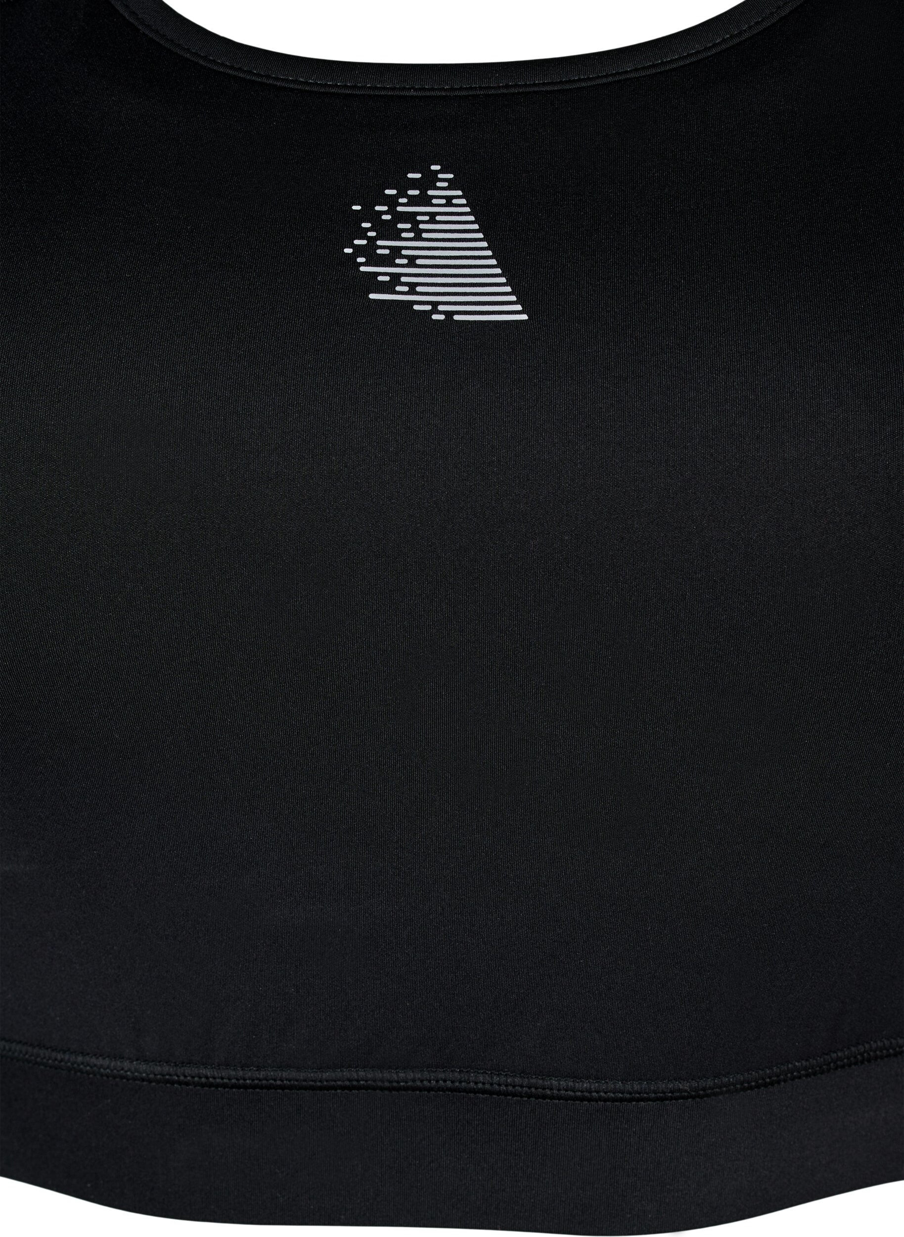Zizzi Sports bh med frontlomme, Sort, Packshot image number 2