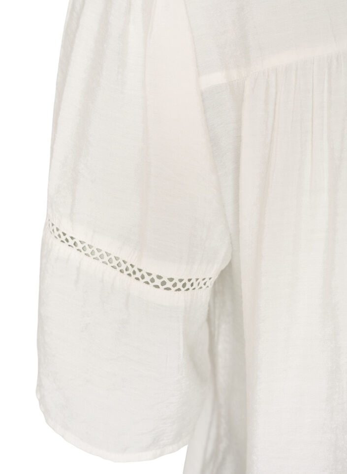 Viskosebluse med pintucks og ballon-effekt, Vanilla, Packshot image number 3